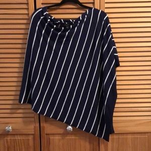 Navy blue and white stripe shoulder cape